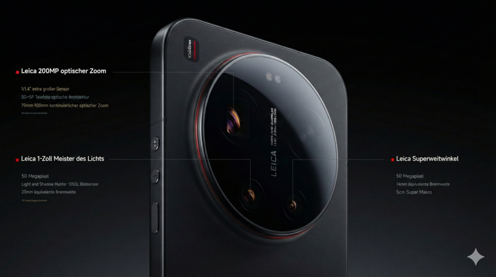 Rückseite des Xiaomi 17 Ultra 5 mit großem Kamera-Modul in Nahaufnahme.