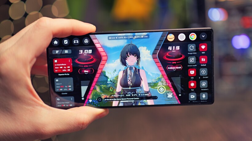 Nahaufnahme oder Illustration des Snapdragon 8 Elite Chipsatzes im RedMagic 11 Air.