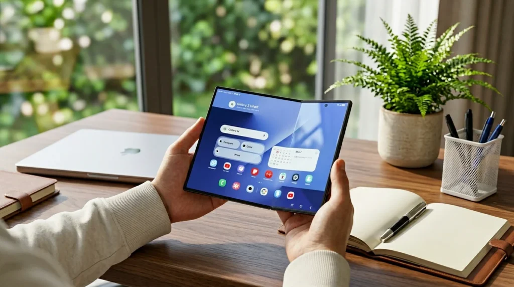 Samsung Galaxy Z Fold 8 Wide geleakt – iPhone Fold im Visier Samsung Galaxy Z Fold 8 Wide CAD-Render Leak Seitenansicht