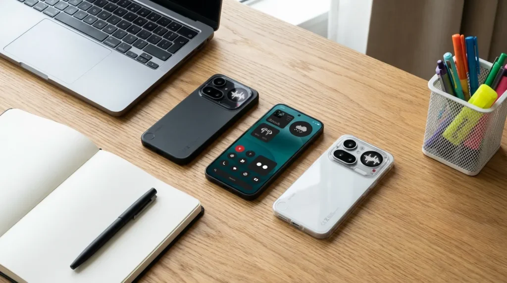 Nothing Phone 4a und 4a Pro in allen Farben: Schwarz, Weiss, Blau, Pink und Silber mit IP64- und IP68-Schutzklasse im Vergleich.