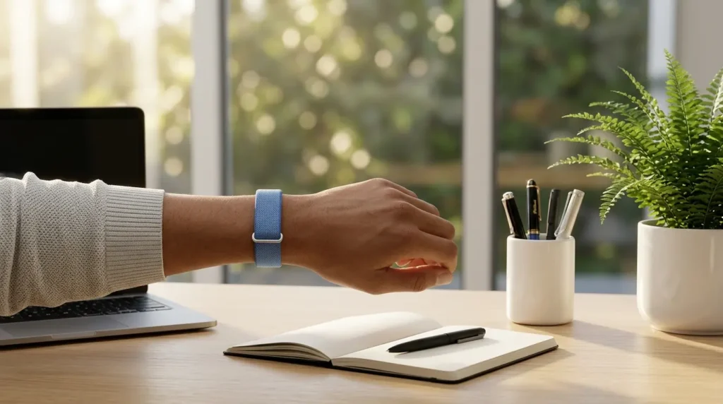 Google Fitbit Air 2026: Kein Display, volles Tracking Google Fitbit Air 2026 – displayloser Fitness-Tracker am Handgelenk in Berry